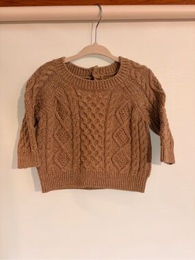 Baby cable knit sweater in camel